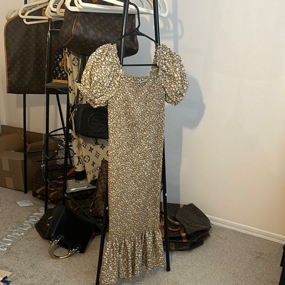 Elegant rouched Puff Sleeve Dress